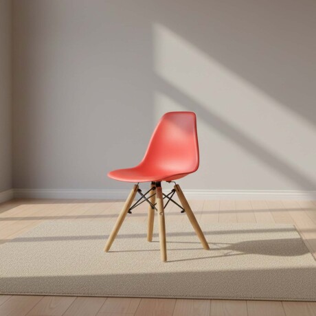 SILLA POLIPROPILENO-Y-MADERA ROJO S601 KIDS