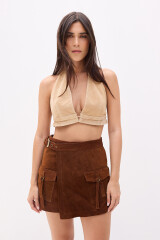 Falda Sur Leather Marron