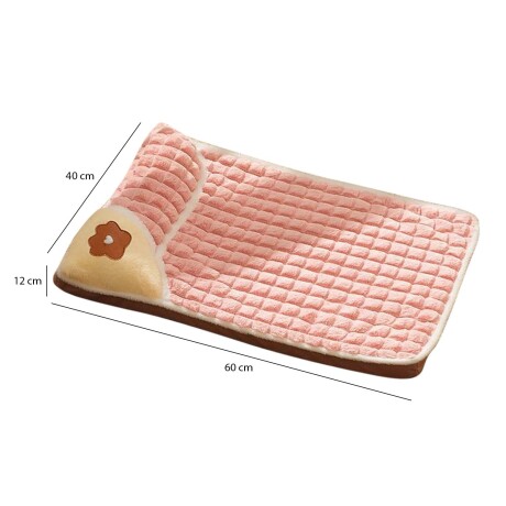 Cama Colchoneta con Almohada Pequeña de Felpa p/ Perro Gato Rosa