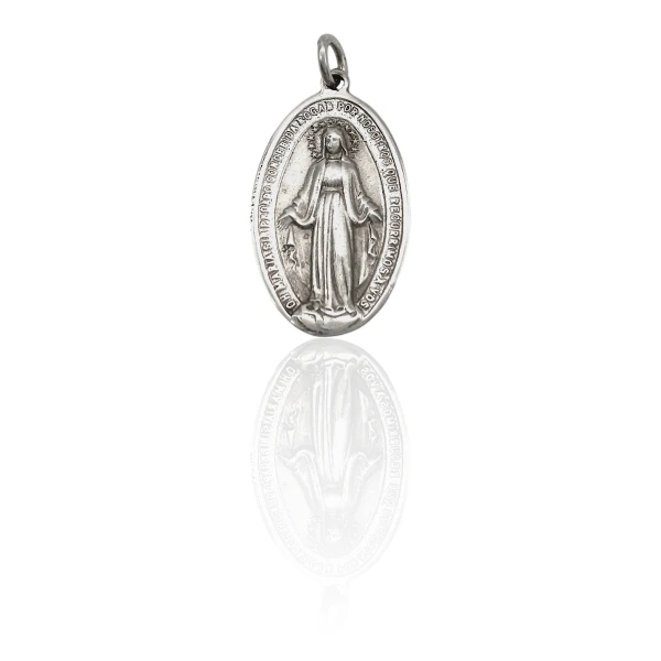 Dije Medalla Virgen Milagrosa-Plata 925 quemada-Sin piedra-CP3008 Sinpiedra