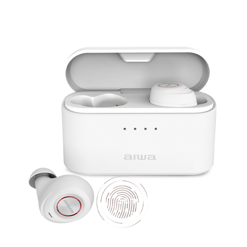 Auriculares Bluetooth In Ear AIWA con Microfono Dual HD y Sonido Estereo Estuche de carga de 2800 mAh Blanco