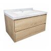 Mueble de baño suspendido Vip Oak 80cm mesada calacata con Bacha de Loza Mueble De Baño Suspendido Vip Oak 80cm Mesada Calacata Con Bacha De Loza