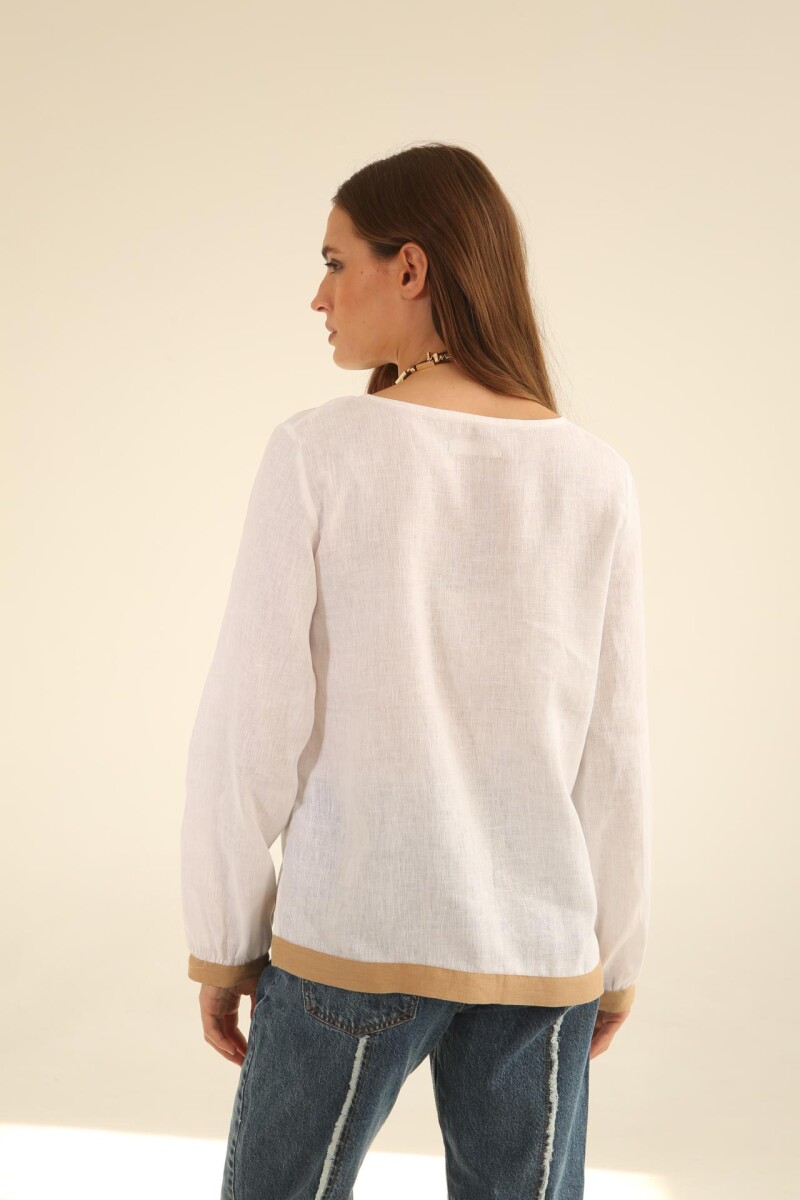 Blusa Lanai Blanco y beige