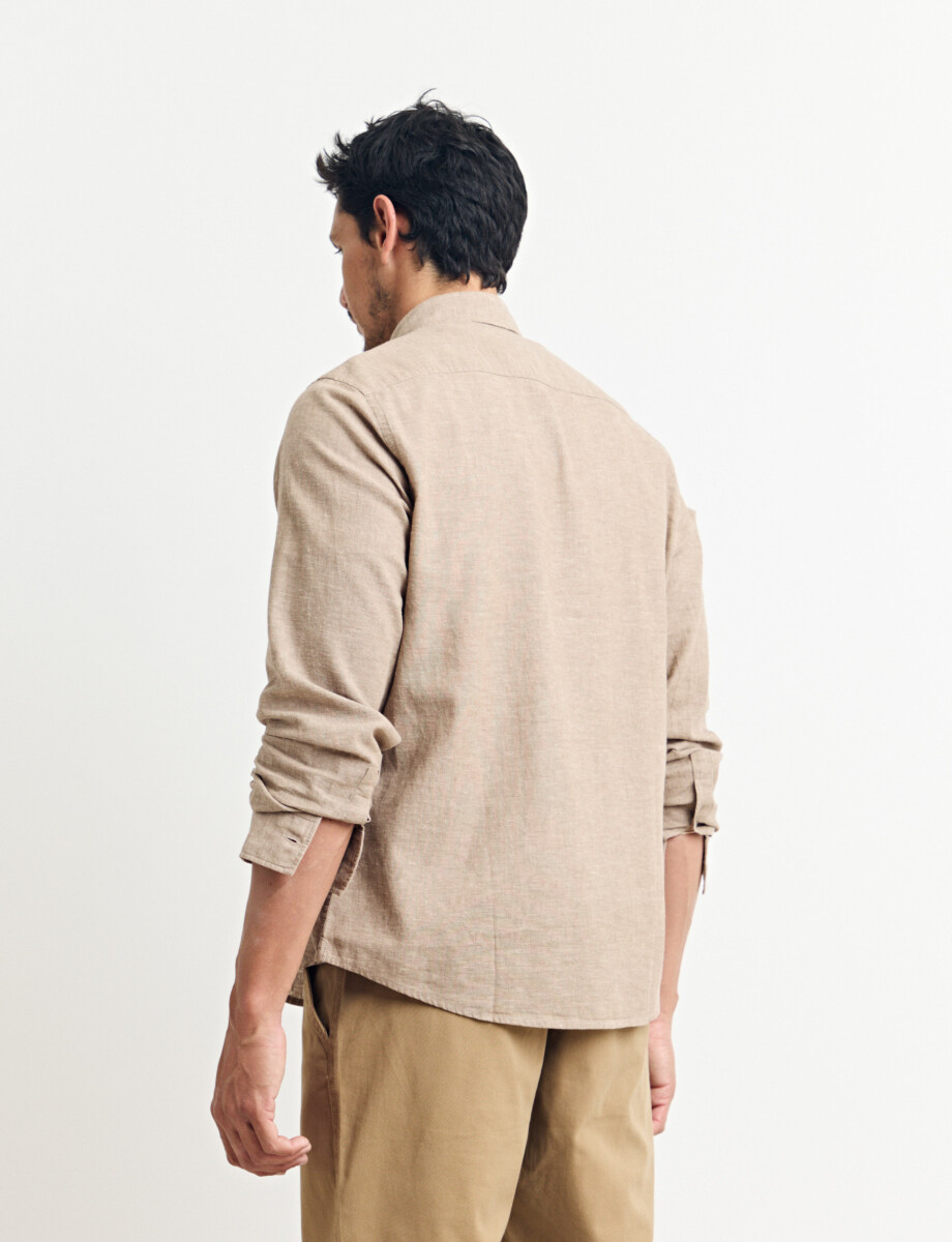 011665 CAMISA DE LINO HARRINGTON LABEL Camel