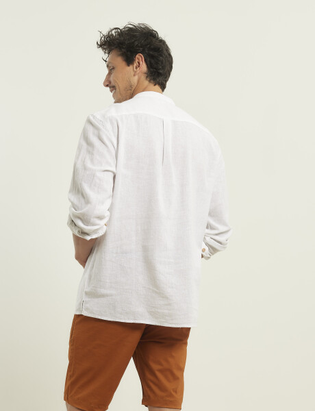 Camisa Harrington Label De Lino Blanco