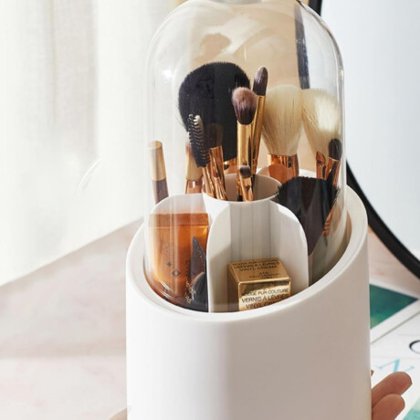 Organizador de brochas de maquillaje – 23.5x12cm – Plástico blanco y acrílico Blanco