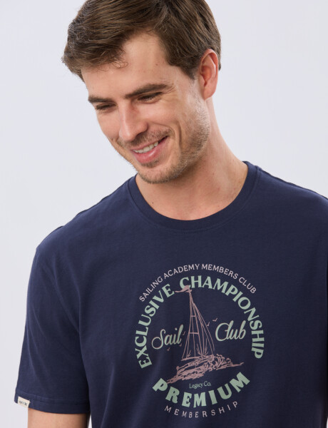 REMERA ESTAMPADA DE ALGODÓN Azul