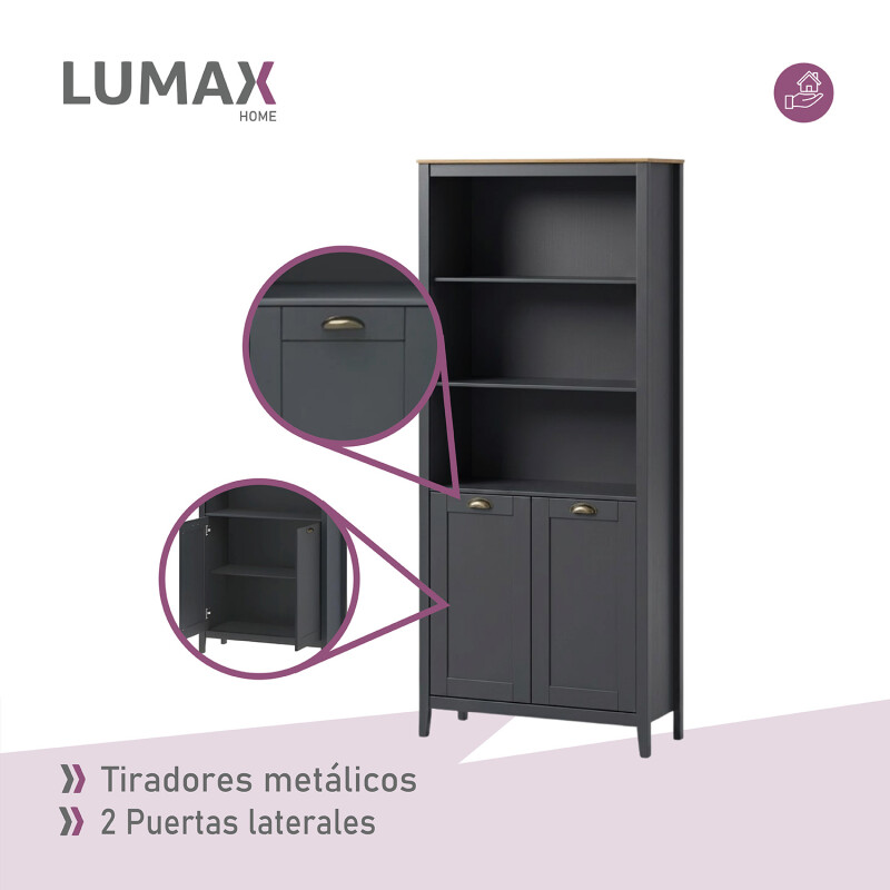 Aparador Lumax 3 Estantes 2 Puertas gris oscura roble Aparador Lumax 3 Estantes 2 Puertas gris oscura roble
