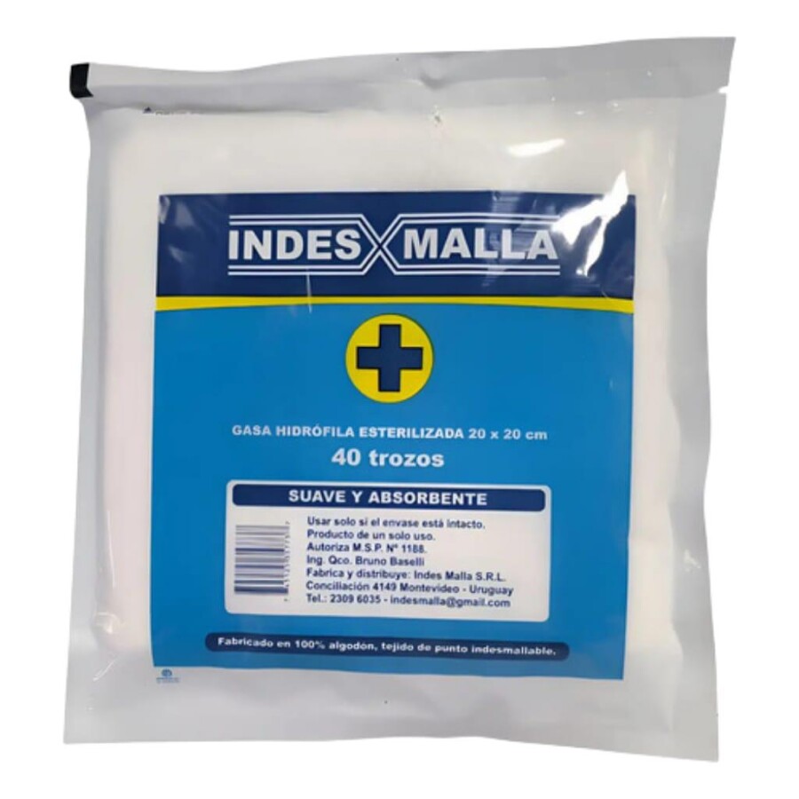 Gasa Hidrófila Estéril 20 x 20 cm 40 Trozos - Indes Malla Gasa Hidrófila Estéril 20 x 20 cm 40 Trozos - Indes Malla