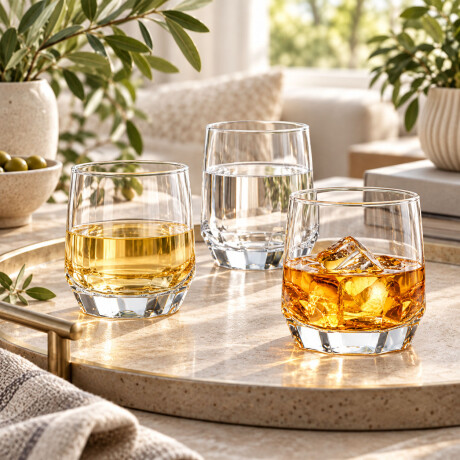 Set de 6 Vasos Whisky 310cc Diseño Diamante Transparente