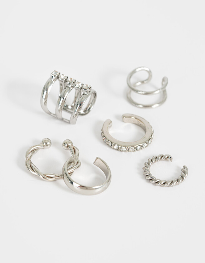 Bijou Cuff Con strass Set De Earcuff Plateado - Plateado