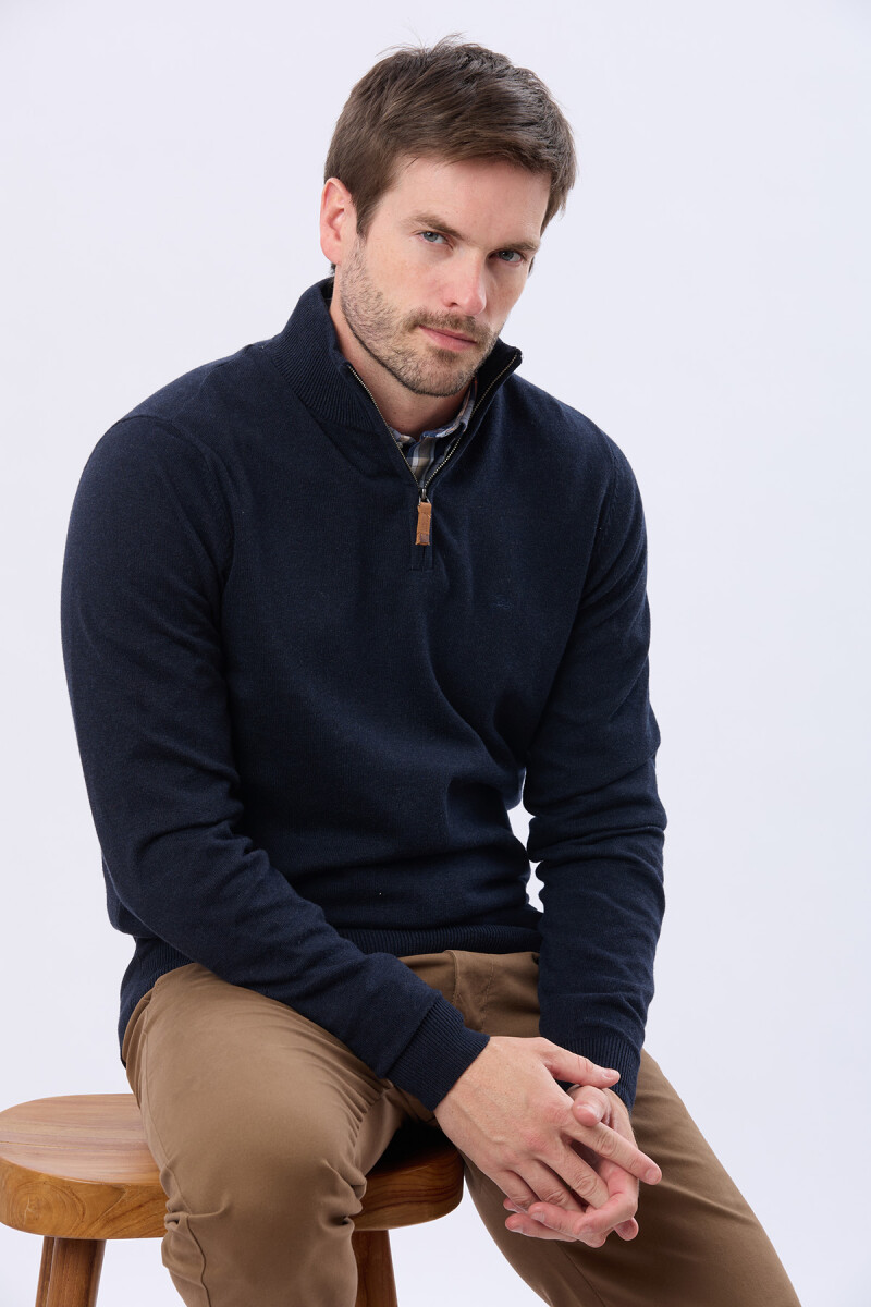 BUZO TEJIDO CON CIERRE - Azul 