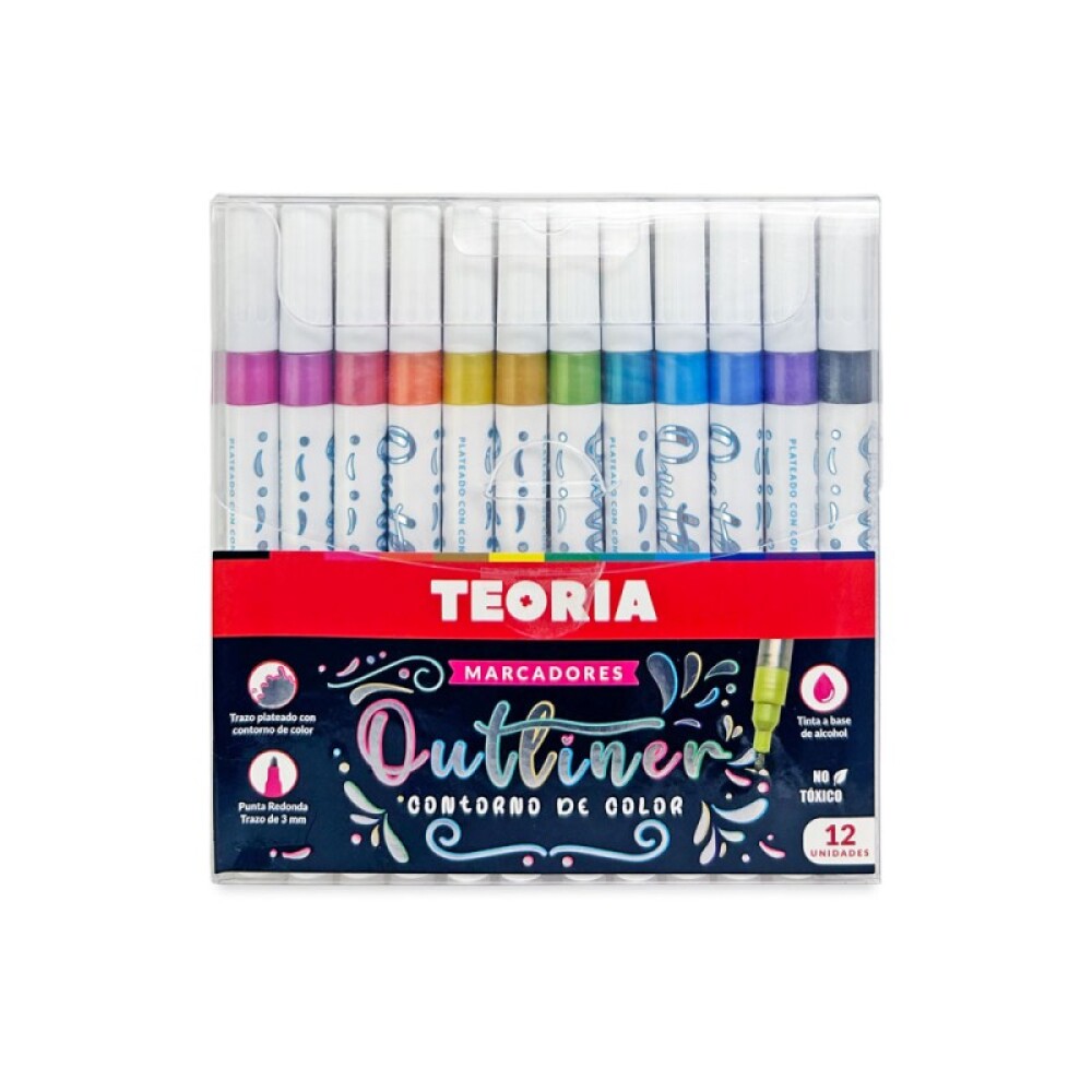 Marcadores Con Contorno Outliner x12 Teoría+ #Marcadores Con Contorno Outliner X12 Teoría
