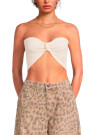 FLORAL FRILLS KNOTTED BANDEAU Crema