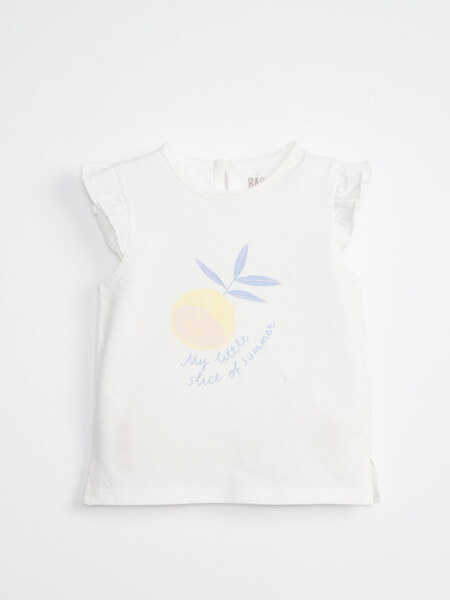 Camiseta sin manga volados Estampa Summer Blanca