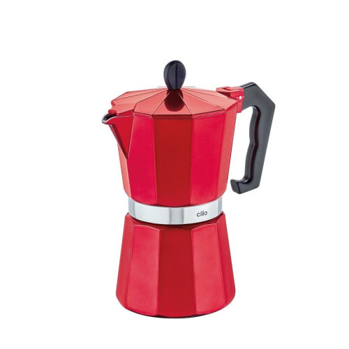 Cafetera Expresso Italiana Cilio Roja Metalizada 8 tazas Cafetera Expresso Italiana Cilio Roja Metalizada 8 tazas