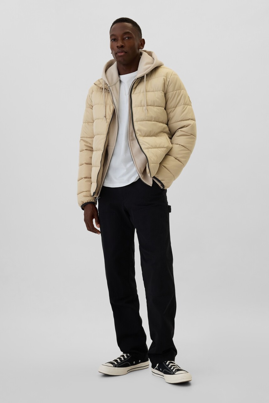 Campera Light Weight Puffer Hombre Perfect Khaki