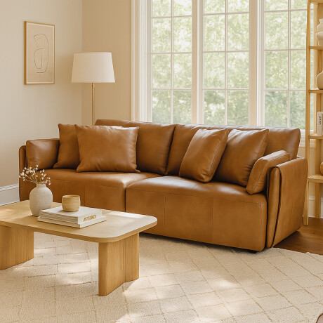 Sofa Torino - Cuero Básico - 3 cuerpos 1016 (Nozes)