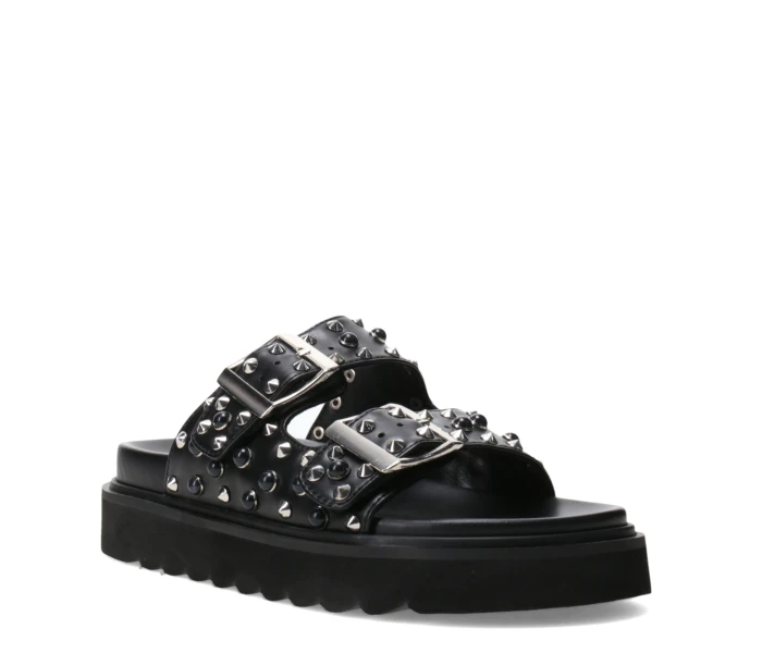 Sandalia JUNOQ con hebillas y tachas Black