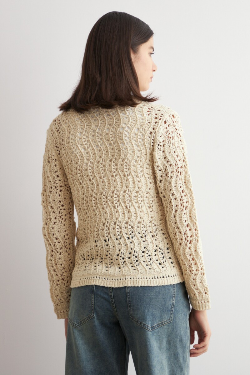 Cardigan cinta calado beige