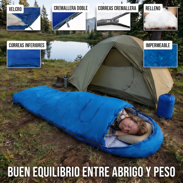 Sobre Saco Bolsa Dormir 2 M Capucha Aislante Camping Caza IMBACK Color Azul Sobre Saco Bolsa Dormir 2 M Capucha Aislante Camping Caza IMBACK Color Azul