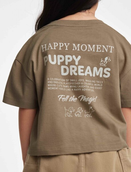 CAMISETA CON ESTAMPADO EN LA PARTE DELANTERA Y TRASERA MARRÓN