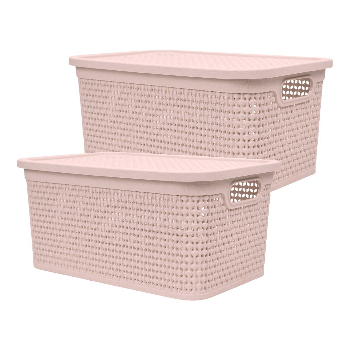 Set x2 Caja simil ratán 7,5 lts - ROSADO 
