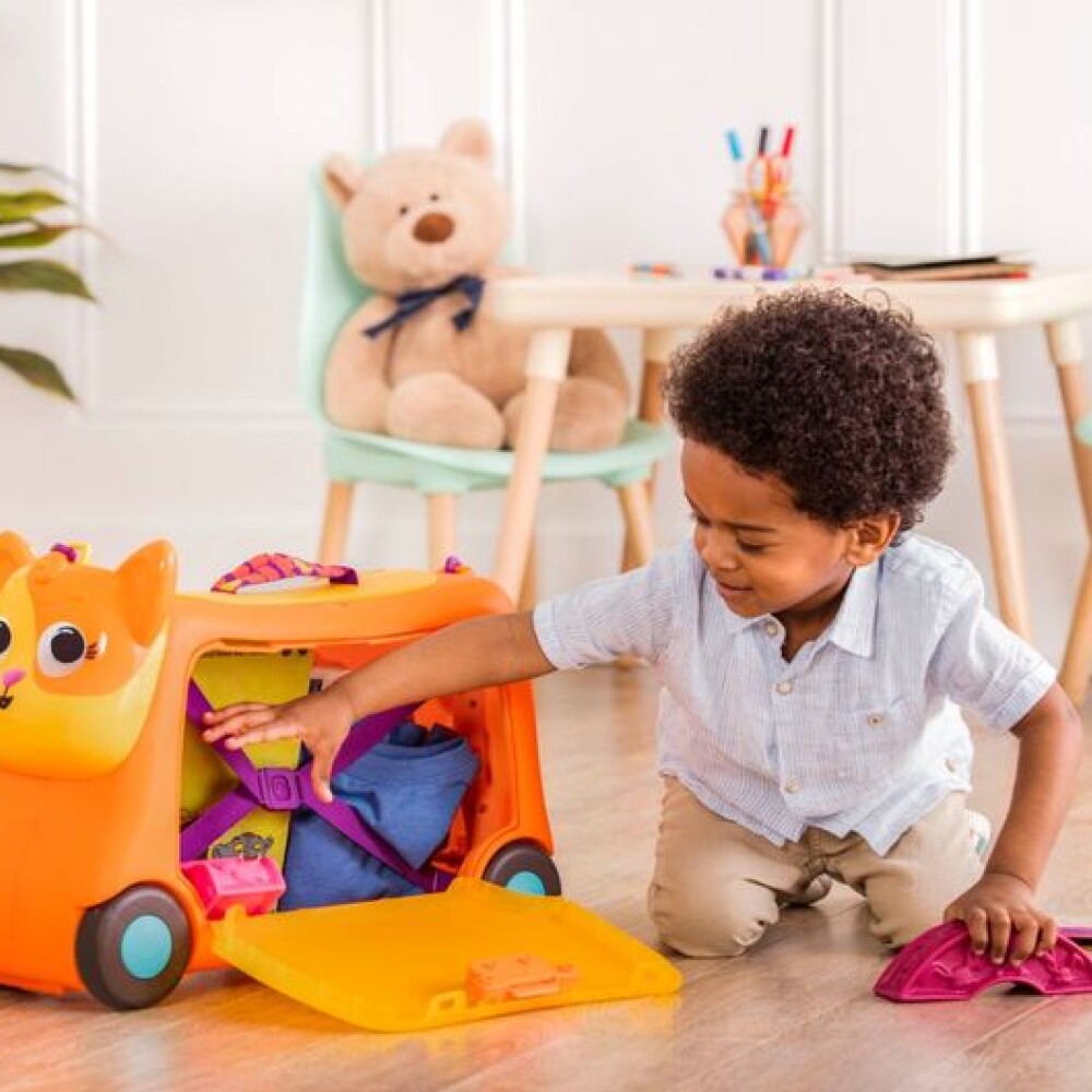 valija 2 en 1 buggy b toys gatito naranja
