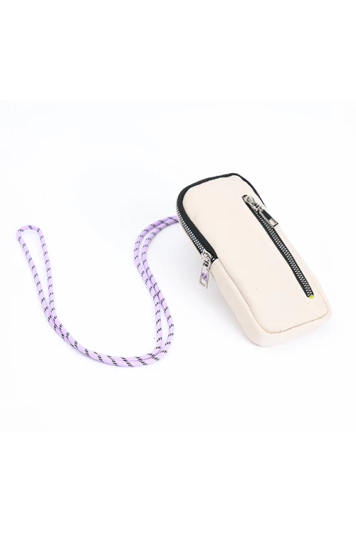 Porta Celular Nylon doble cierre Crudo