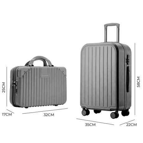 Set De 2 Valijas P/viaje 20 + 14 Ligeras Y Duradera Gris