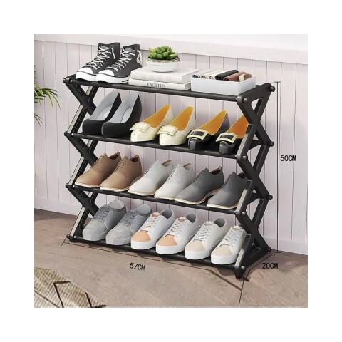 Estante de zapatos de 4 pisos negro 57*20*50cm Estante De Zapatos De 4 Pisos Negro 57*20*50cm