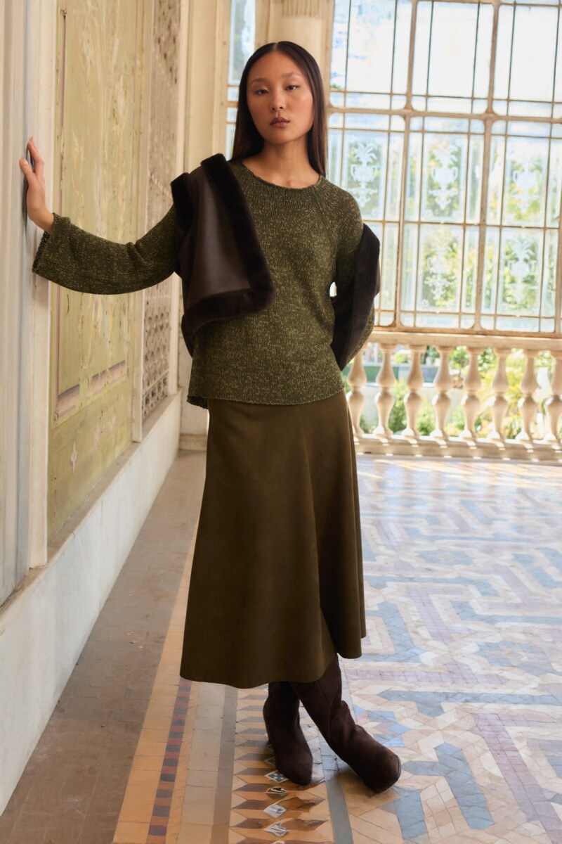 Sweater cinta escote bote - verde oliva 
