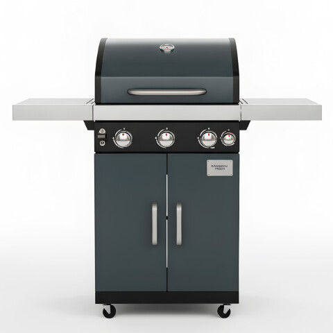 Parrillero Barbacoa A Gas Portátil Patio Jardín Hornalla X4 Color Gris