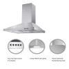 Extractor de cocina Petra Acero Inoxidable Piramidal ac. inox. de pared Extractor De Cocina Petra Acero Inoxidable Piramidal Ac. Inox. De Pared