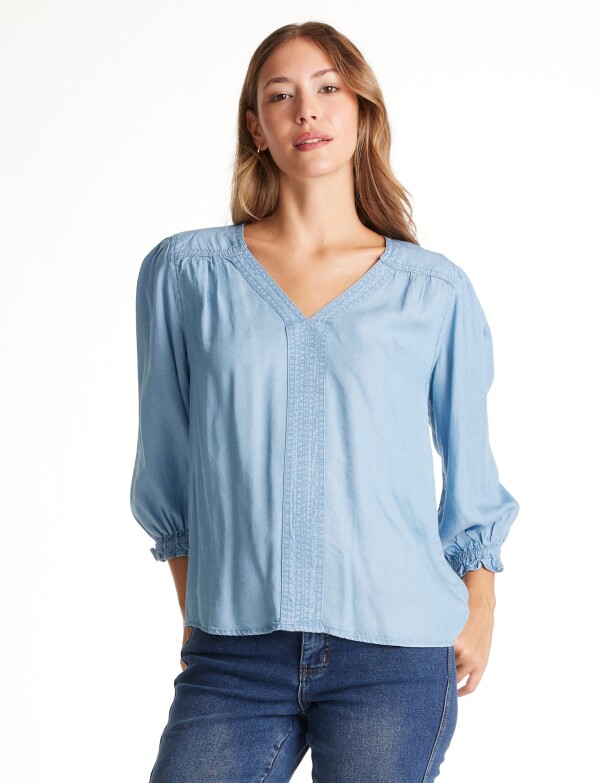 Blusa Lyocell Pespunte JEAN CLARO