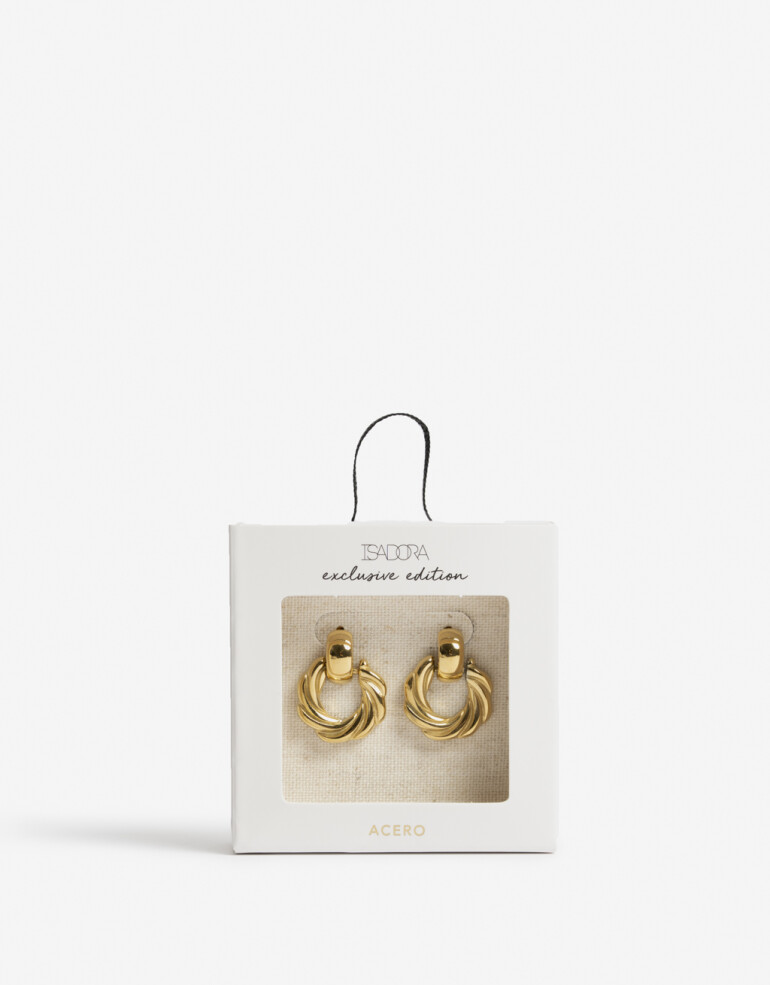 Aros Colgantes Cortos Metal Aros Cortos Acero - Dorado