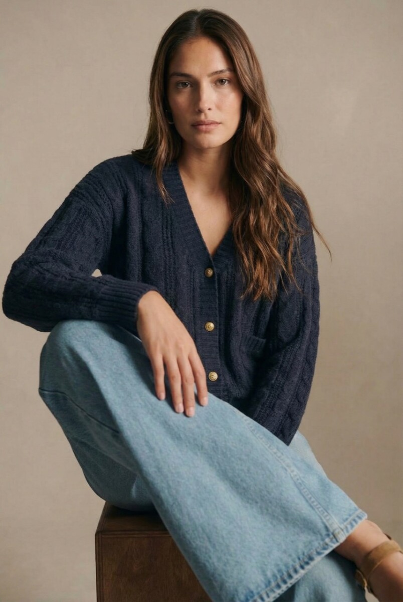 Cardigan Texturado Lana - Azul Oscuro 