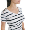 Muvem Ladies V Neck With Stripes T-Shirt Blanco-marino