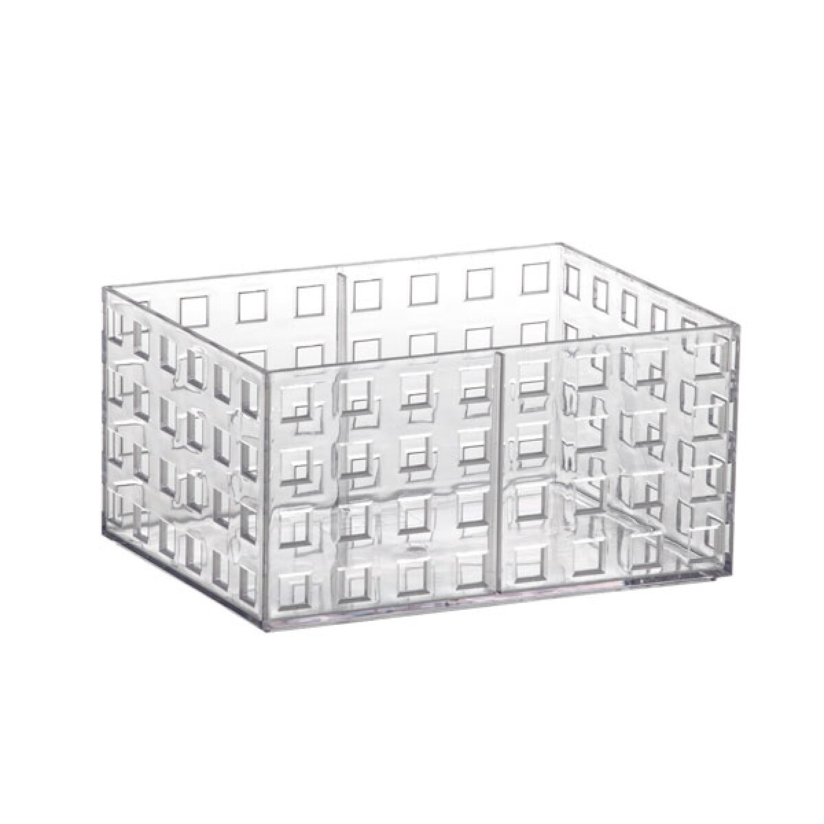CAJA PLASTICA ORGANIZADORA TRANSPARENTE APILABLE 16X11.5X8 CM. 