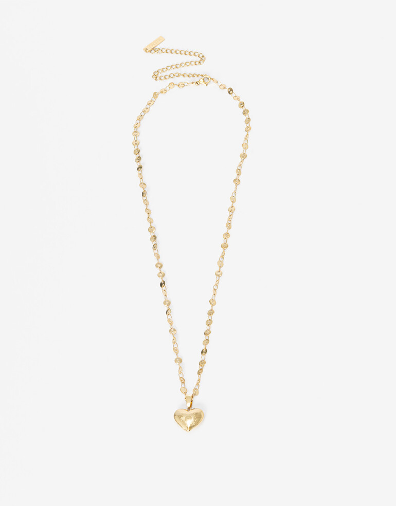 Cadena Corta con Dije Metal Cadena De Acero Dije Corazón - Dorado