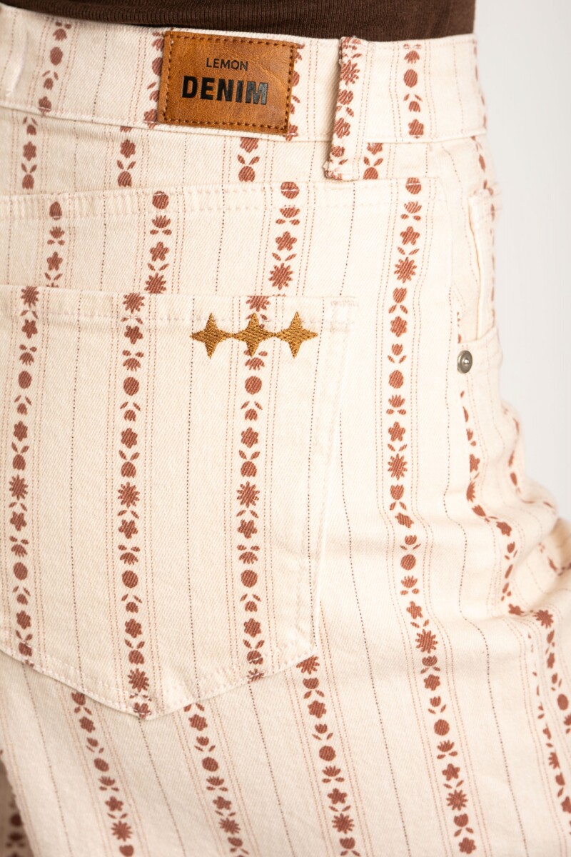 Jean Wide Leg Print Nacar