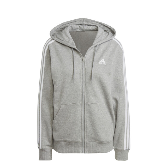 Campera de Mujer Adidas c/Capucha Essentials Terry Gris - Blanco