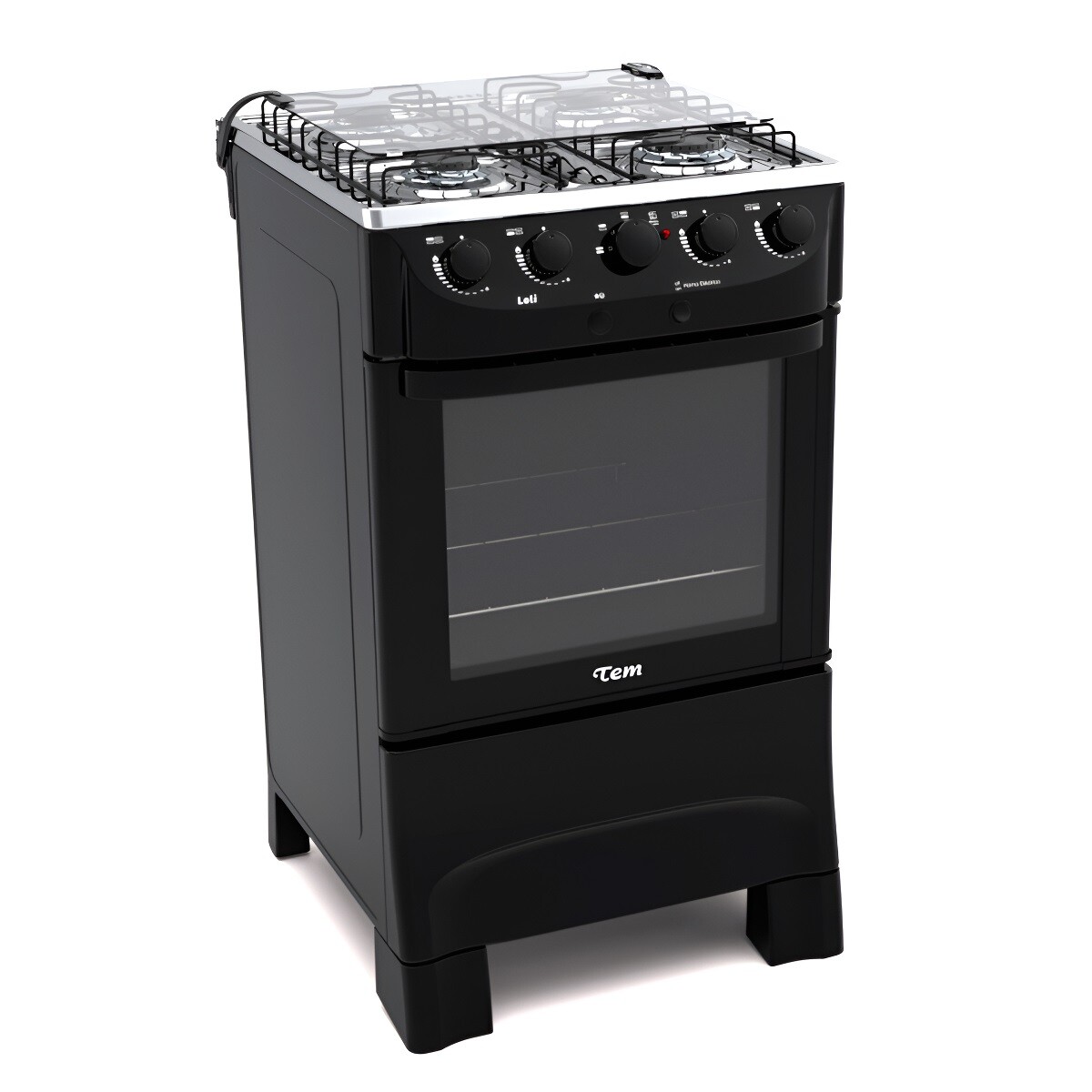 Cocina Tem Combinada Loli 4h 4 Hornallas Color Negro 