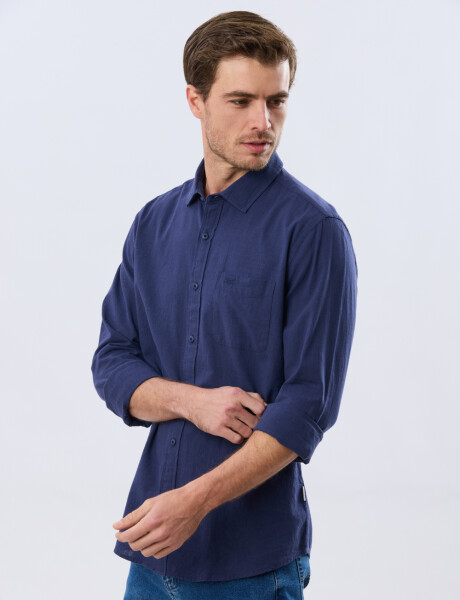 CAMISA LISA DE LINO Azul