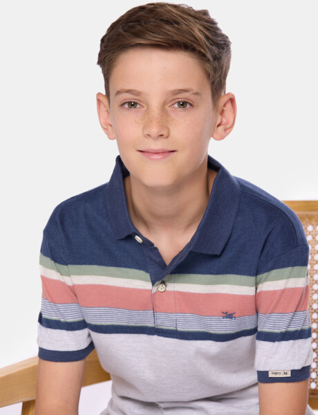 REMERA POLO RAYADA Gris