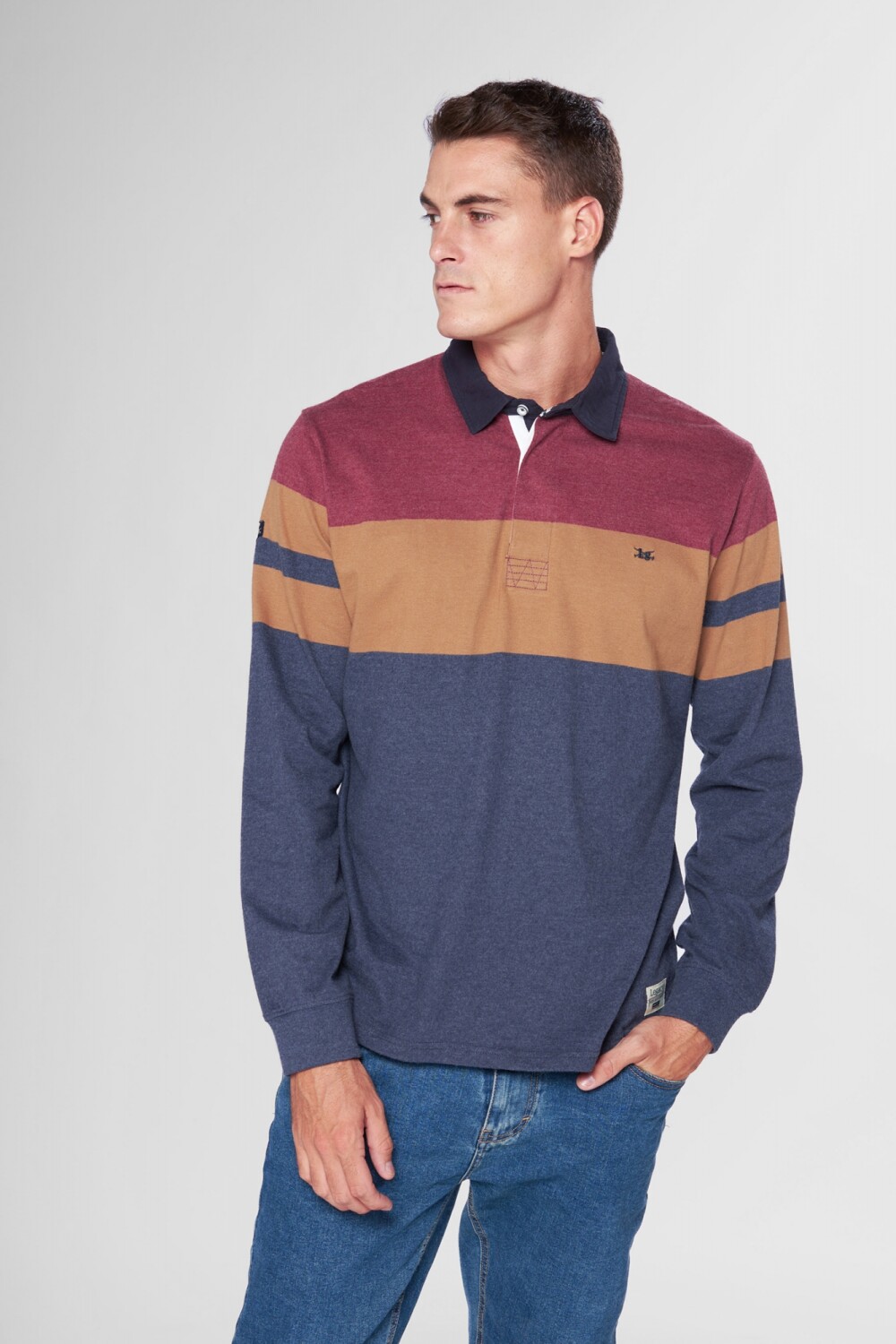 REMERA POLO RAYADA Bordo