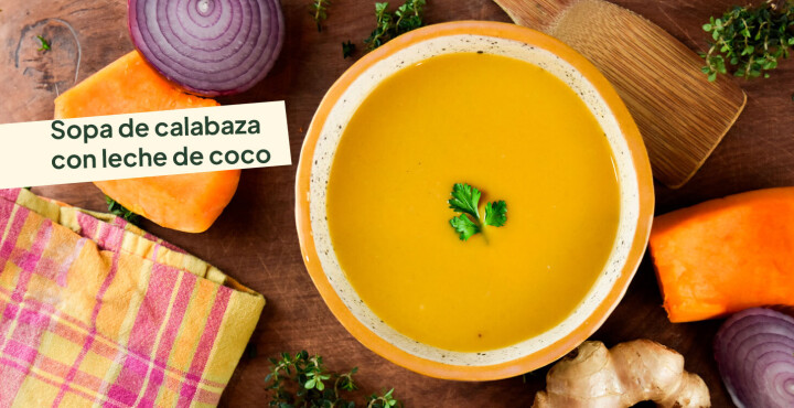 Sopa de calabaza con leche de coco