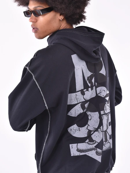 HOODIE MICKEY LETTERS NEGRO