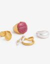 Sets Anillos Piedra Set Anillos Metal Y Piedra - Dorado Oro Cepillado Mate