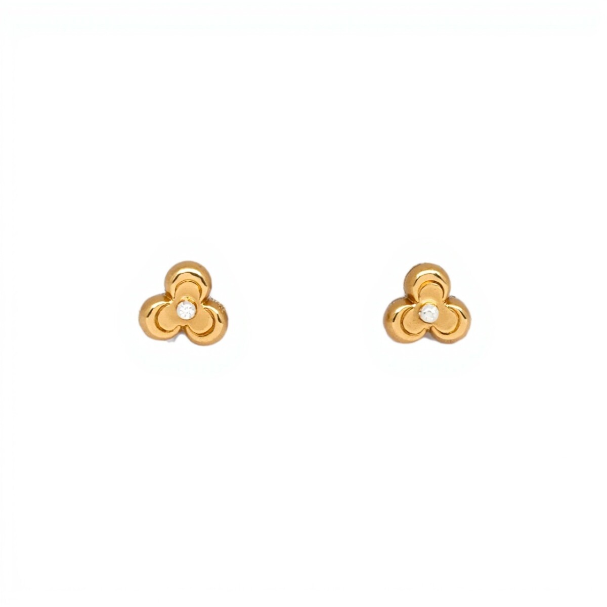 Caravanas Flor de oro - Oro bajo -Zirconia - CA8168 - conpiedra 